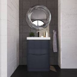 Balterley Bathroom Floor Standing 2 Drawer Vanity, Ceramic Basin, Grey, 600mm in Grey - thumbnail 2
