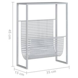 Berkfield Home Magazine Rack Silver 35x15x45 cm Steel - Size: 35 x 15 x 45 cm - thumbnail 7