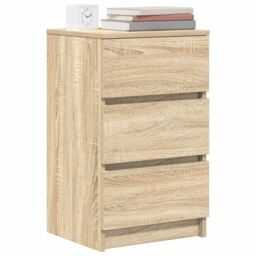 Berkfield Home Bedside Cabinets with 3 Drawers 2 pcs Sonoma Oak 39x35x65 cm in Brown - Size: 39 x 35 x 65 cm - thumbnail 4