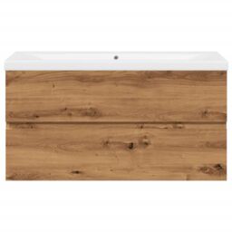 Berkfield Home Sink Cabinet with Built-in Basin Artisan Oak 91x39.5x49 cm in Brown - thumbnail 5