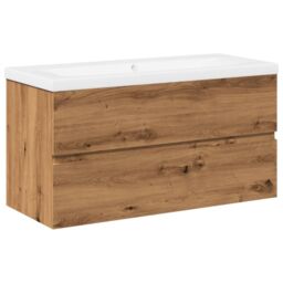 Berkfield Home Sink Cabinet with Built-in Basin Artisan Oak 91x39.5x49 cm in Brown - thumbnail 2