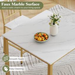 Costway Counter Height Dining Table Set 5PCS Kitchen Bar Table & Chairs Set in White - thumbnail 9