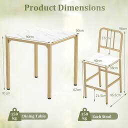Costway Counter Height Dining Table Set 5PCS Kitchen Bar Table & Chairs Set in White - thumbnail 2