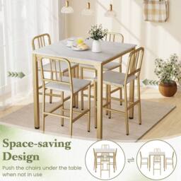 Costway Counter Height Dining Table Set 5PCS Kitchen Bar Table & Chairs Set in White - thumbnail 8