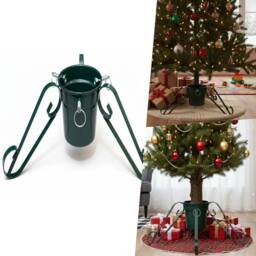 Pegdev Traditional Christmas Tree Stand with 3 Legs 3 Screw Clamps & Water in Green - thumbnail 4