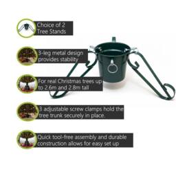 Pegdev Traditional Christmas Tree Stand with 3 Legs 3 Screw Clamps & Water in Green - thumbnail 2