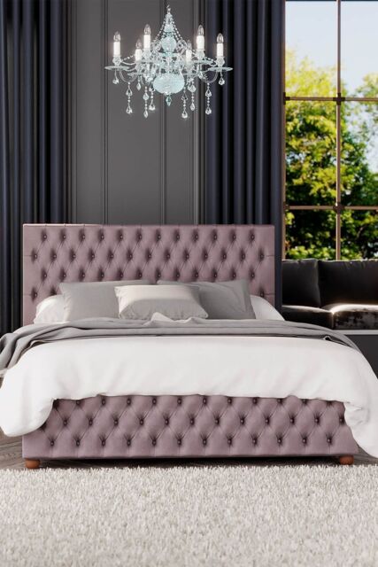 Laurence Llewelyn-Bowen Seren Ottoman Storage Bed in Plush Velvet Fabric, Custom Made in Rose - Size: King - image 1