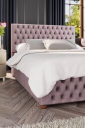 Laurence Llewelyn-Bowen Seren Ottoman Storage Bed in Plush Velvet Fabric, Custom Made in Rose - Size: King - thumbnail 3