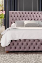 Laurence Llewelyn-Bowen Seren Ottoman Storage Bed in Plush Velvet Fabric, Custom Made in Rose - Size: King - thumbnail 4