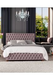 Laurence Llewelyn-Bowen Seren Ottoman Storage Bed in Plush Velvet Fabric, Custom Made in Rose - Size: King - thumbnail 5