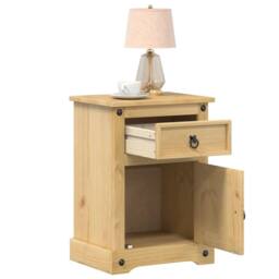 Berkfield Home Beautiful Bedside Cabinet Corona 45x35x64 cm Solid Wood Pine in Tan - Size: 45 x 35 x 64 cm - thumbnail 2