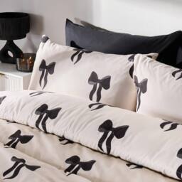 OHS Bows 10.5 Tog Coverless Duvet with Pillowcase Bedding Set in Cream - Size: Double - thumbnail 2