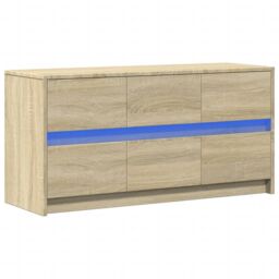 Berkfield Home TV Cabinet with LED Sonoma Oak 100x34x50 cm Engineered Wood in Brown - Size: 100 x 34 x 50 cm - thumbnail 3