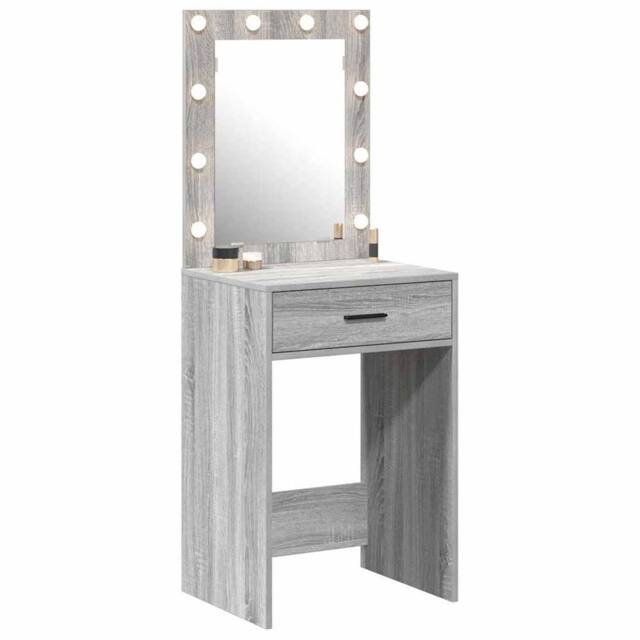 Berkfield Home Modern Dressing Table with LED Lights Grey Sonoma 50x41x135 cm - Size: 50 x 41 x 135 cm - image 1