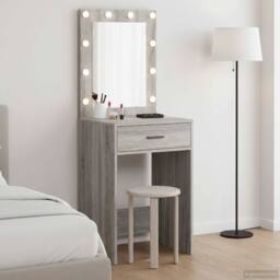 Berkfield Home Modern Dressing Table with LED Lights Grey Sonoma 50x41x135 cm - Size: 50 x 41 x 135 cm - thumbnail 2