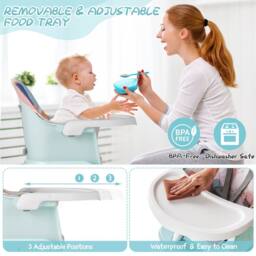 Costway 6-in-1 Baby High Chair Infant Feeding Chair w/Removable Tray & Cushion - thumbnail 7