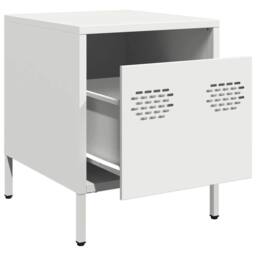 Berkfield Home Timeless Bedside Cabinet¬†White 35x39x43.5 cm Steel in White - thumbnail 4