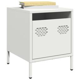 Berkfield Home Timeless Bedside Cabinet¬†White 35x39x43.5 cm Steel in White - thumbnail 2