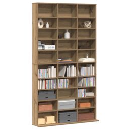 Berkfield Home CD Cabinet in Artisan Oak - 101x23x177.5 cm Made from Engineered Wood in Beige - thumbnail 3