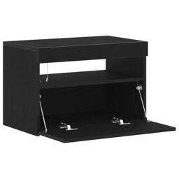 Berkfield Home Modern Bedside Cabinet with LED Lights Black Oak 60x35x40 cm Engi - Size: 60 x 35 x 40 cm - thumbnail 6