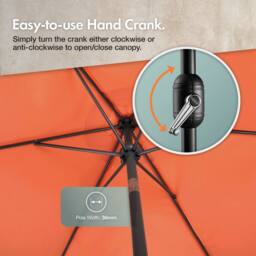 VonHaus Men's 2.7M Burnt Orange Steel Garden Parasol - thumbnail 6