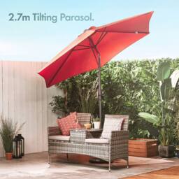 VonHaus Men's 2.7M Burnt Orange Steel Garden Parasol - thumbnail 2