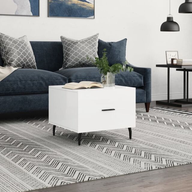 Berkfield Home Coffee Table High Gloss White 50x50x40 cm Engineered Wood - Size: 50 x 50 x 40 cm - image 1