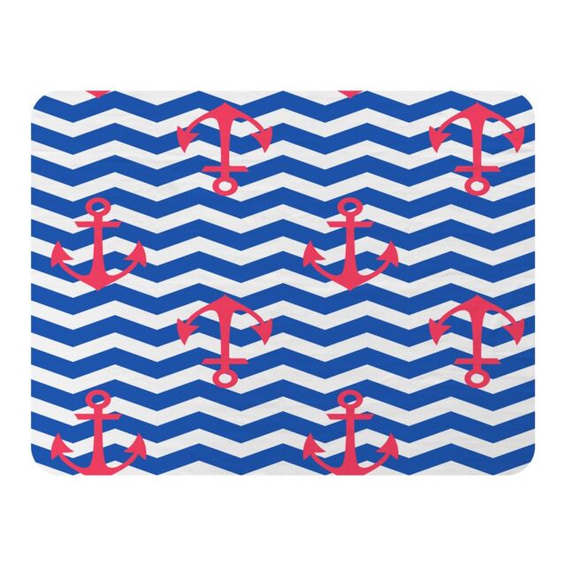 Benjamin Tate Design Anchors On Zig Zag Stripes Blanket in Natural - Size: 120 cm x 150 cm - image 1