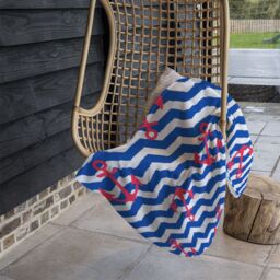 Benjamin Tate Design Anchors On Zig Zag Stripes Blanket in Natural - Size: 120 cm x 150 cm - thumbnail 4