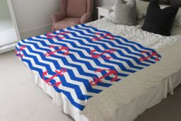 Benjamin Tate Design Anchors On Zig Zag Stripes Blanket in Natural - Size: 120 cm x 150 cm - thumbnail 3