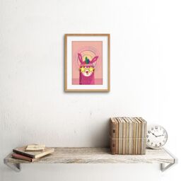 "Artery8 Wall Art Print Llama Pink Fashion Framed in Beige - Size: W7"" x H9""" - thumbnail 2