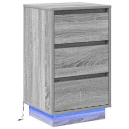 Berkfield Home Bedside Cabinet with LED Grey Sonoma 39x34.5x65 cm Engineered Wood - thumbnail 1