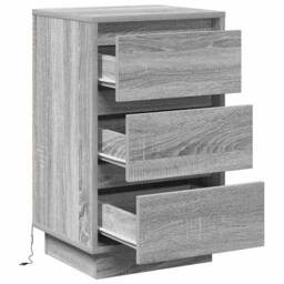 Berkfield Home Bedside Cabinet with LED Grey Sonoma 39x34.5x65 cm Engineered Wood - thumbnail 5