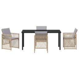 Berkfield Home 5 Piece Garden Dining Set with Cushions Beige Poly Rattan - thumbnail 7