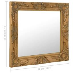 Berkfield Home Wall Mirror Baroque Style 50x50 cm Gold - thumbnail 6