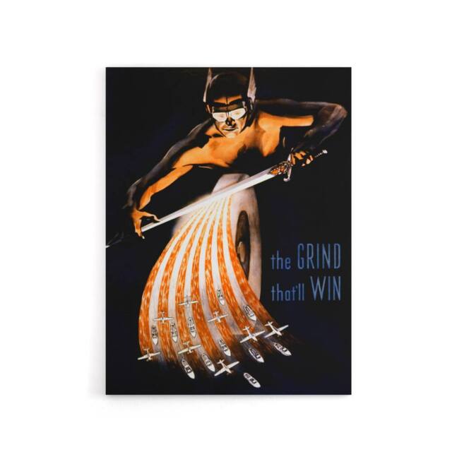 "Artery8 WWII USA Wartime Poster Grind That Will Win Canvas Wall Art Print - Size: W18"" x H24""" - image 1