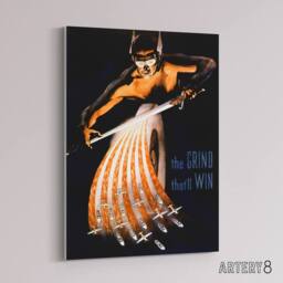 "Artery8 WWII USA Wartime Poster Grind That Will Win Canvas Wall Art Print - Size: W18"" x H24""" - thumbnail 2