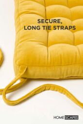 Homescapes Seat Pad Luxury 100% Cotton Velvet Indoor Outdoor Garden Cushion, 40cm in Mustard - Size: 40 cm x 40 cm - thumbnail 4