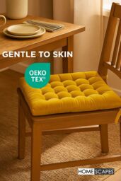 Homescapes Seat Pad Luxury 100% Cotton Velvet Indoor Outdoor Garden Cushion, 40cm in Mustard - Size: 40 cm x 40 cm - thumbnail 3