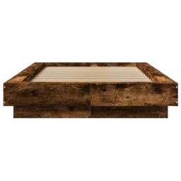 Berkfield Home Bed Frame with LED Lights without Mattress Smoked Oak 100x200cm in Brown - Size: 100x200 cm - thumbnail 5