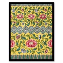 Artery8 Owen Jones Colourful Ornamental Flower Pattern Framed Wall Art Print in Yellow - Size: A4 - thumbnail 1