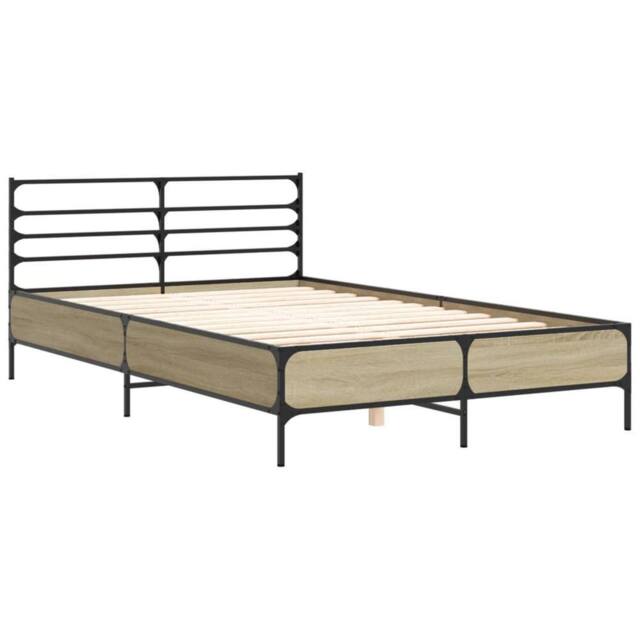 Berkfield Home Durable Bed Frame without Mattress Sonoma Oak 140x190 cm in Light Tan - image 1