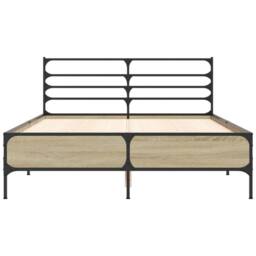 Berkfield Home Durable Bed Frame without Mattress Sonoma Oak 140x190 cm in Light Tan - thumbnail 4