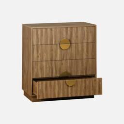 sweeek 4-drawer chest with grooved mango wooden effect in Brown - thumbnail 2