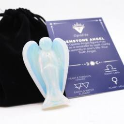 KDMD Hand Carved Opalite Angel - Spiritual Decor & Meditation Gift in Light Blue - thumbnail 2
