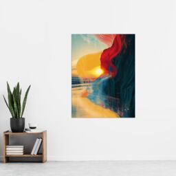 "Artery8 Wall Art Print Coastal Sunrise Cliffside Beach Abstract Design Poster - Size: W18"" x H24""" - thumbnail 4