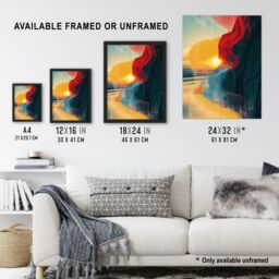 "Artery8 Wall Art Print Coastal Sunrise Cliffside Beach Abstract Design Poster - Size: W18"" x H24""" - thumbnail 3