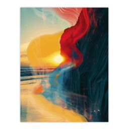 "Artery8 Wall Art Print Coastal Sunrise Cliffside Beach Abstract Design Poster - Size: W18"" x H24""" - thumbnail 1