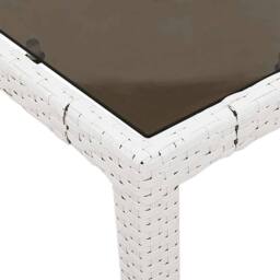 Berkfield Home Garden Table with Glass Top White 190x90x75 cm Poly Rattan - Size: 190 x 90 x 75 cm - thumbnail 9