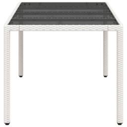 Berkfield Home Garden Table with Glass Top White 190x90x75 cm Poly Rattan - Size: 190 x 90 x 75 cm - thumbnail 6